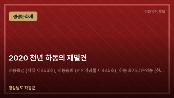 2020 천년 하동의 재발견