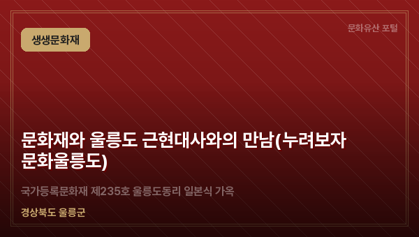 문화재와 울릉도 근현대사와의 만남(누려보자 문화울릉도)