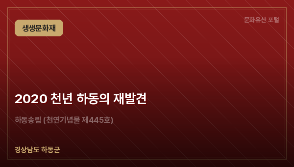 2020 천년 하동의 재발견
